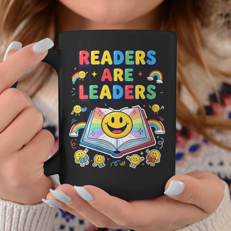 Women's Readers Are Leaders Reading Book Lovers Teacher Rainbow Kids Graphic Print Coffee Mug Unique Gifts