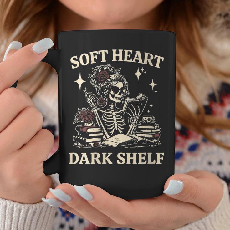 Women's Soft Heart Dark Shelf Dark Romance Book Lover Skeleton Goth Graphic Print Coffee Mug Unique Gifts