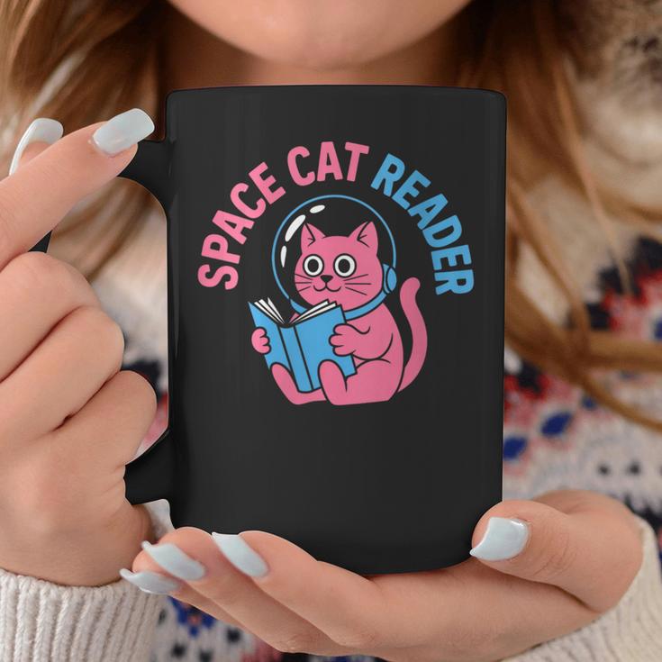 Women's Space CAT Reader Pink Helmet Blue Book Nerd Galaxy Kitty Graphic Print Coffee Mug Unique Gifts