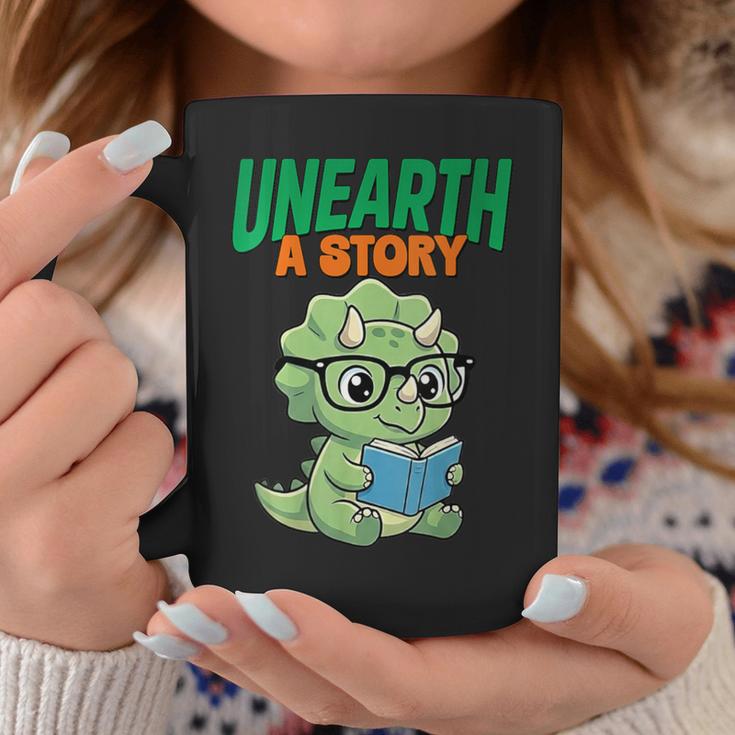 Women's Unearth a Story Summer Reading 2026 Triceratops Dino Book Graphic Print Coffee Mug Unique Gifts Women's Unearth a Story Summer Reading 2026 Triceratops Dino Book Graphic Print Coffee Mug Unique Gifts