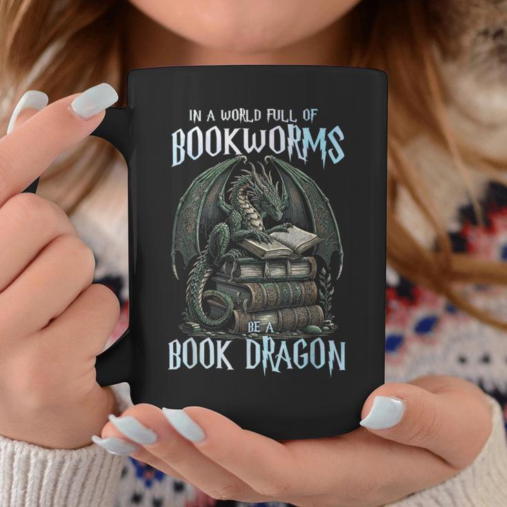 In A World Of Bookworms Be A Book Dragon Book Lover Reader Graphic Print Coffee Mug Unique Gifts