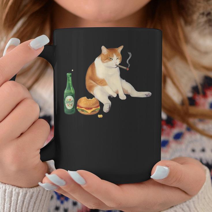 おもしろ猫 喫煙 ジョイント ビール タバコ キティ Gen Z ミーム コーヒーマグ 面白い贈り物