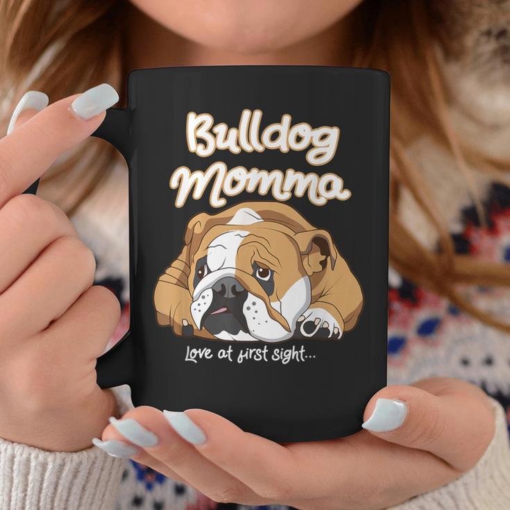 かわいいイングリッシュブルドッグ Momma Bullie Love At Firstight コーヒーマグ 面白い贈り物