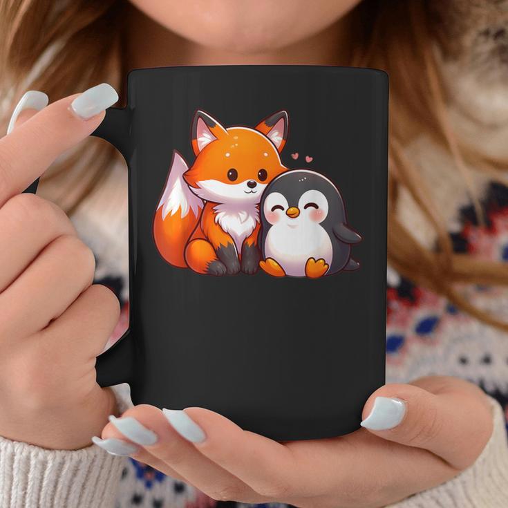 かわいいキツネとペンギンのデザイン コーヒーマグ 面白い贈り物