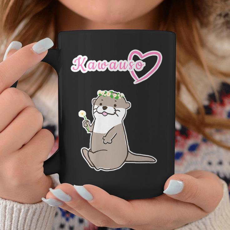 ゆるカワウソさん まるくん『おはなの かんむり』コツメカワウソ かわいい イラスト コーヒーマグ 面白い贈り物