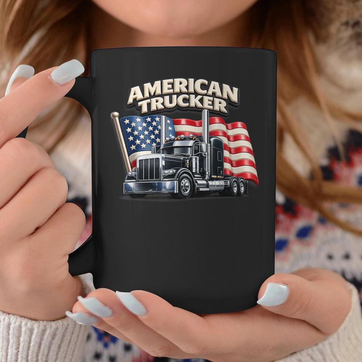 アメリカのトラック運転手 アメリカの国旗 愛国的なトラック運転手 ビッグリグ コーヒーマグ 面白い贈り物