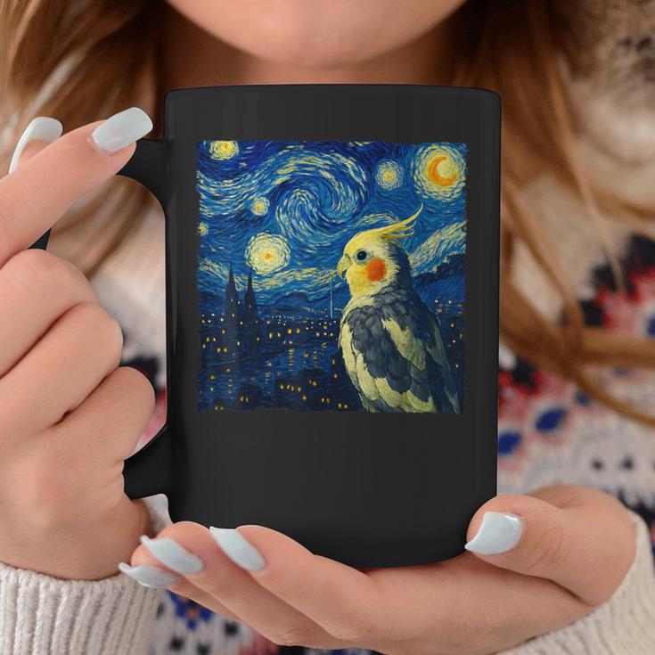 ゴッホの星空を見つめるかわいいオカメインコ 星月夜 コーヒーマグ 面白い贈り物