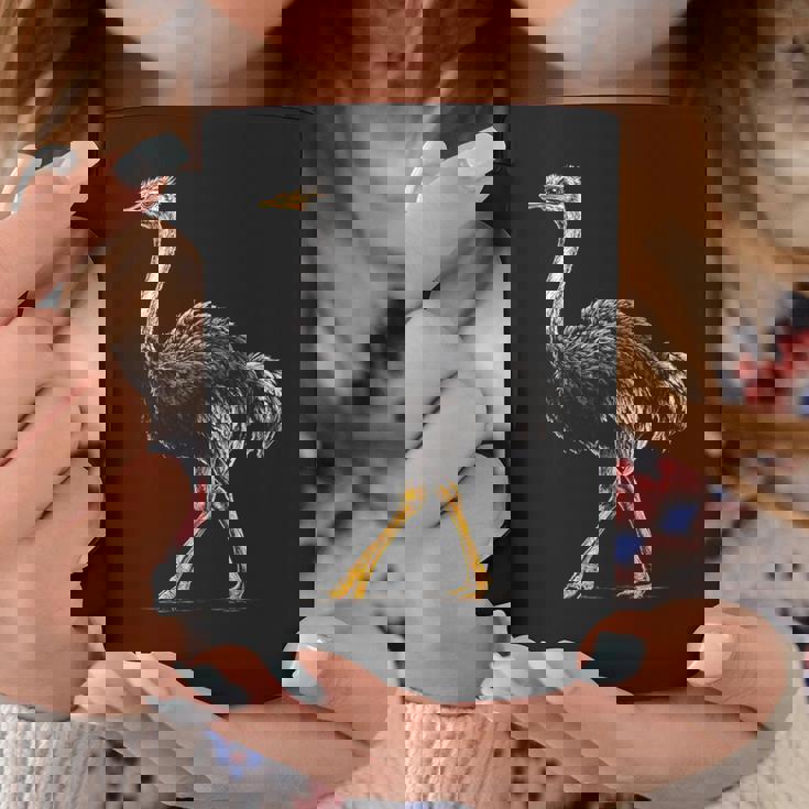 ダチョウ ポートレート 動物 モチーフ 描画 鳥 アート 長袖tシャツ コーヒーマグ 面白い贈り物