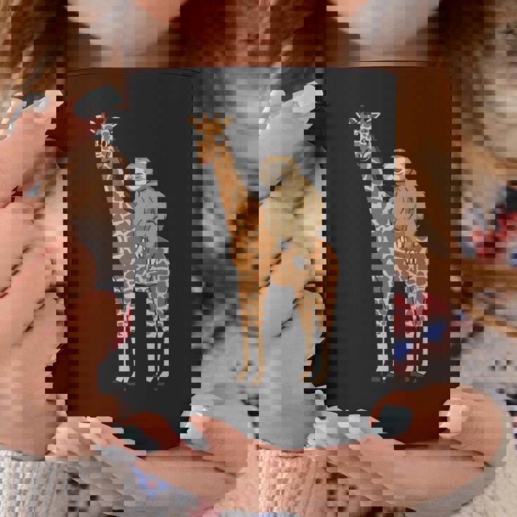 ナマケモノ キリン 面白い 怠惰なナマケモノ 動物 乗る キリン 長袖tシャツ コーヒーマグ 面白い贈り物