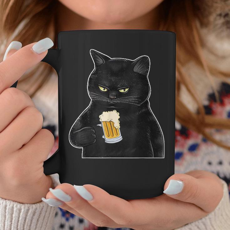 ビールを持っている黒猫 ヴィンテージ おもしろい ビール&猫好き コーヒーマグ 面白い贈り物
