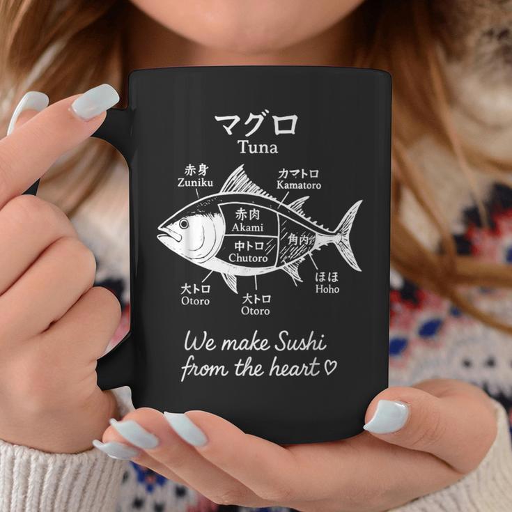 マグロ寿司切り図デザイン 日本料理グラフィック コーヒーマグ 面白い贈り物