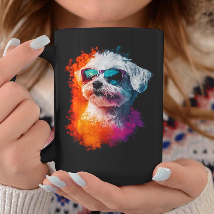 マルチーズ 犬 グラフィック ペット イラスト サングラス マルチーズ コーヒーマグ 面白い贈り物
