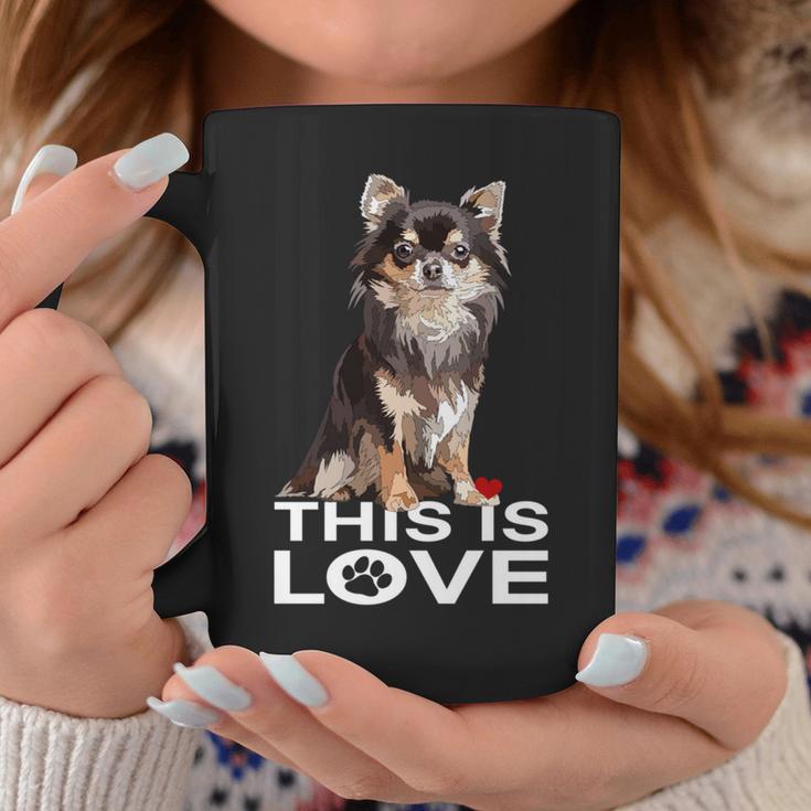 ロングヘア チワワ犬 This Is Love Brown チワワ 恋人 長袖tシャツ コーヒーマグ 面白い贈り物