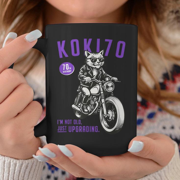 古希祝い バイク好き 猫好き 父 男性 クラシックバイク 70歳 I'm Not Old Just Upgrading コーヒーマグ 面白い贈り物