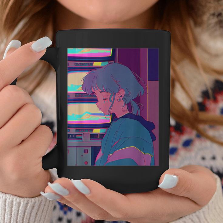 悲しい泣き少女 ヴィンテージアニメイラスト 80年代90年代美的 コーヒーマグ 面白い贈り物