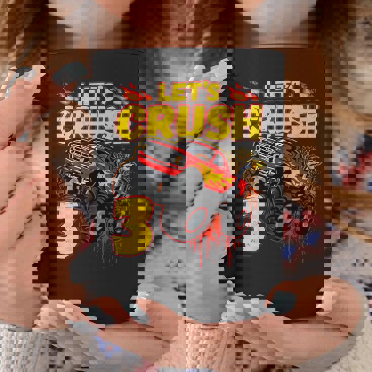 男の子、3歳、英語で、モンスタートラック、誕生日 コーヒーマグ 面白い贈り物