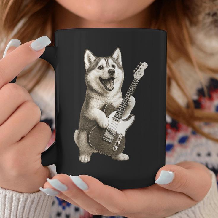 面白いtシャツ シベリアンハスキー 犬 ギター イヌ メンズ グッズ かわいい おもしろ 面白い 服 ネタ コーヒーマグ 面白い贈り物