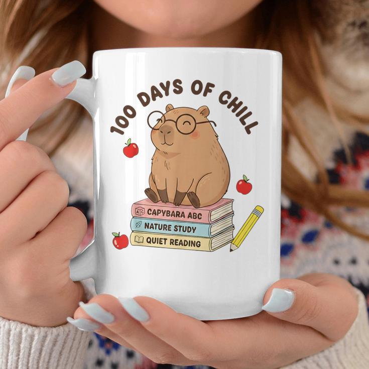 100 Days Of Chill Cute Capybara School Book Lover Graphic Print Coffee Mug Unique Gifts