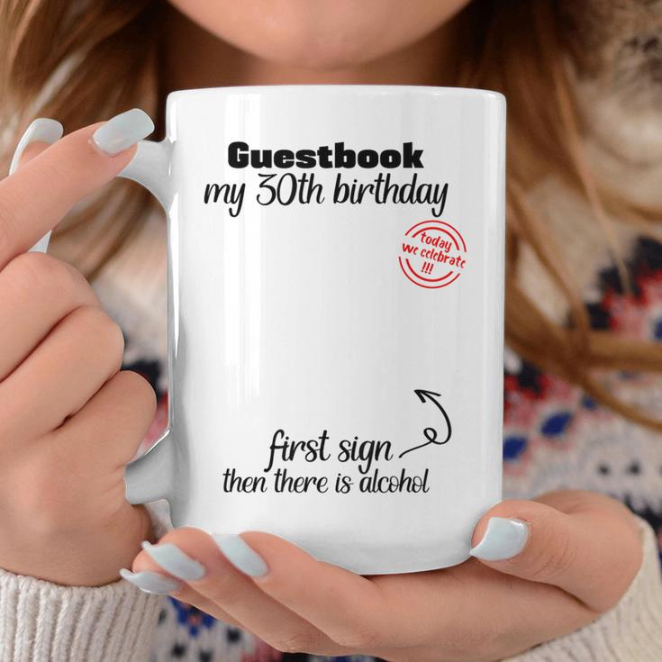 30th Birthday Man Woman Guest Book Party Round Birthday Graphic Print Coffee Mug Unique Gifts
