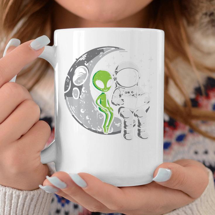 Astronaut Reading Book To Alien Moon Space Women Kids Men Premium Tri-Blend Graphic Print Coffee Mug Unique Gifts