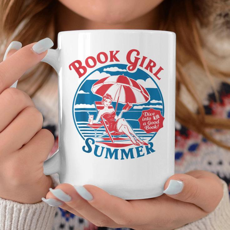 Book Girl Summer Women Retro Bookish Vacation Reader Graphic Print Coffee Mug Unique Gifts