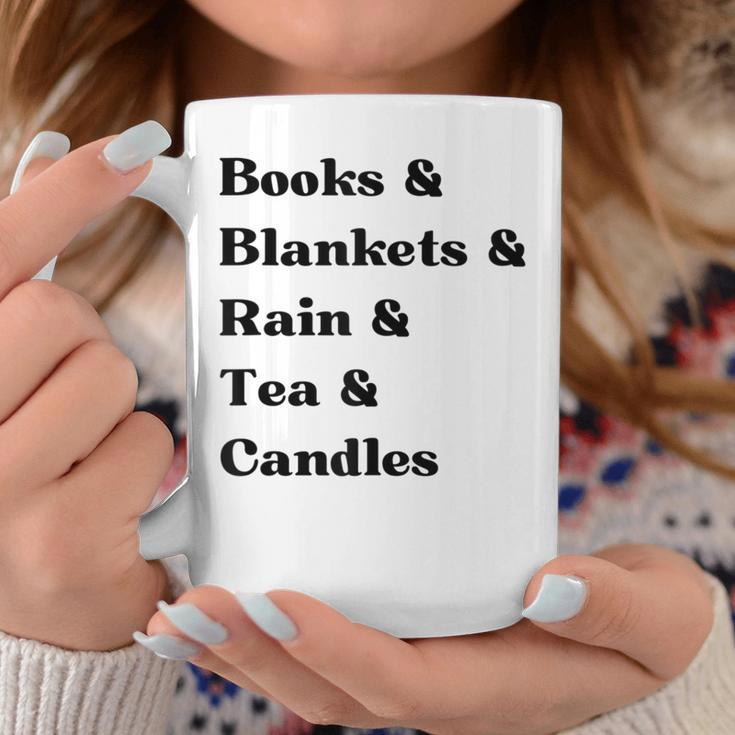 Books And Blankets And Rain And Tea And Candles Graphic Graphic Print Coffee Mug Unique Gifts