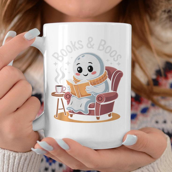 Books And Boos Reading Ghost Premium Tri-Blend Graphic Print Coffee Mug Unique Gifts