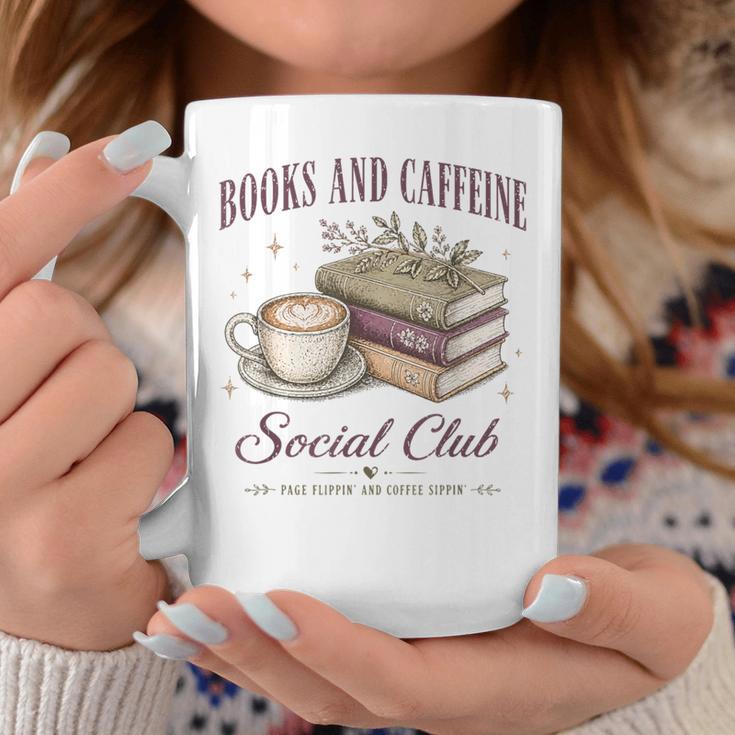 Books And Caffeine Social Club Book Readers Coffee Lovers Graphic Print Coffee Mug Unique Gifts