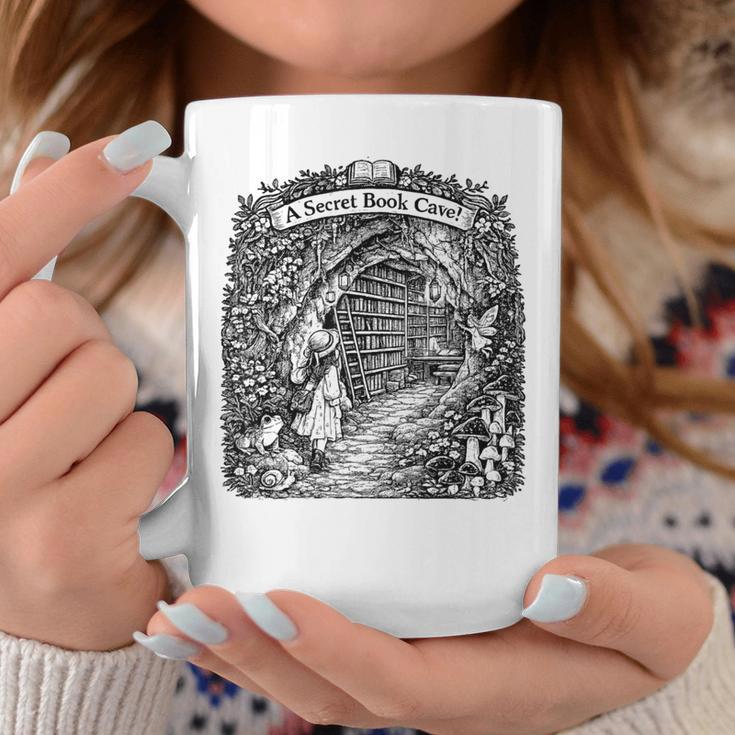 For Bookworm A Secret Book CAVE Frog Girl Mushroom Books Graphic Print Coffee Mug Unique Gifts