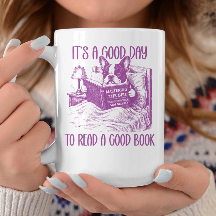 Boston Terrier Reading Book Good Day To Read a Book Graphic Print Coffee Mug Unique Gifts