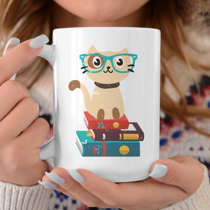 Cat Book Reader Nerd Graphic Print Coffee Mug Unique Gifts