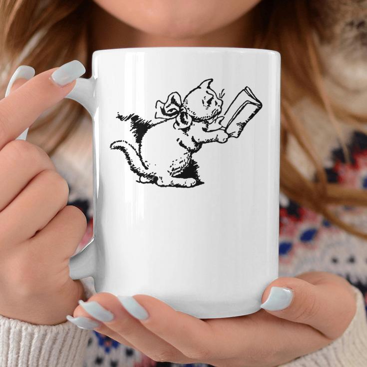 Cat Reading a Book Print Graphic Print Coffee Mug Unique Gifts