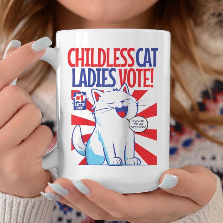 Childless Cat Ladies Vote Kamala Harris Cute Comic Book Cat Raglan Baseball Tee Graphic Print Coffee Mug Unique Gifts