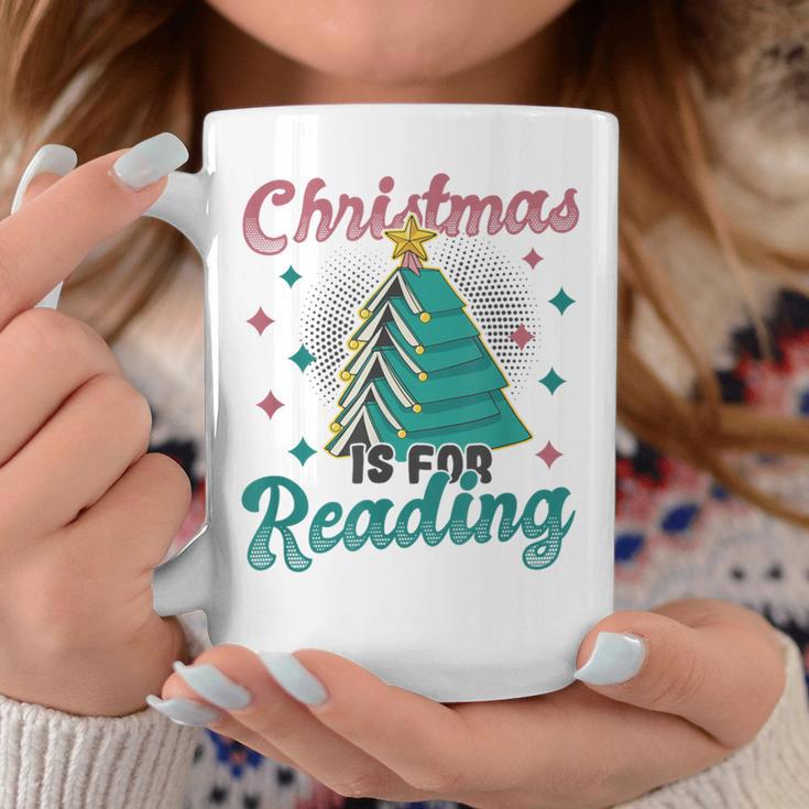 Christmas Is For Reading Books Christmas Tree Books Graphic Print Coffee Mug Unique Gifts