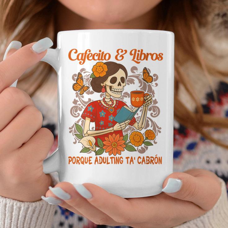 Coffee & Reading Book Lover Mexican Latina Cafecito & Libros Graphic Print Coffee Mug Unique Gifts