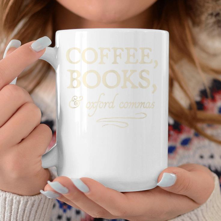 Coffee Books & Oxford Commas Funny Grammar Snob T-Shirt Graphic Print Coffee Mug Unique Gifts