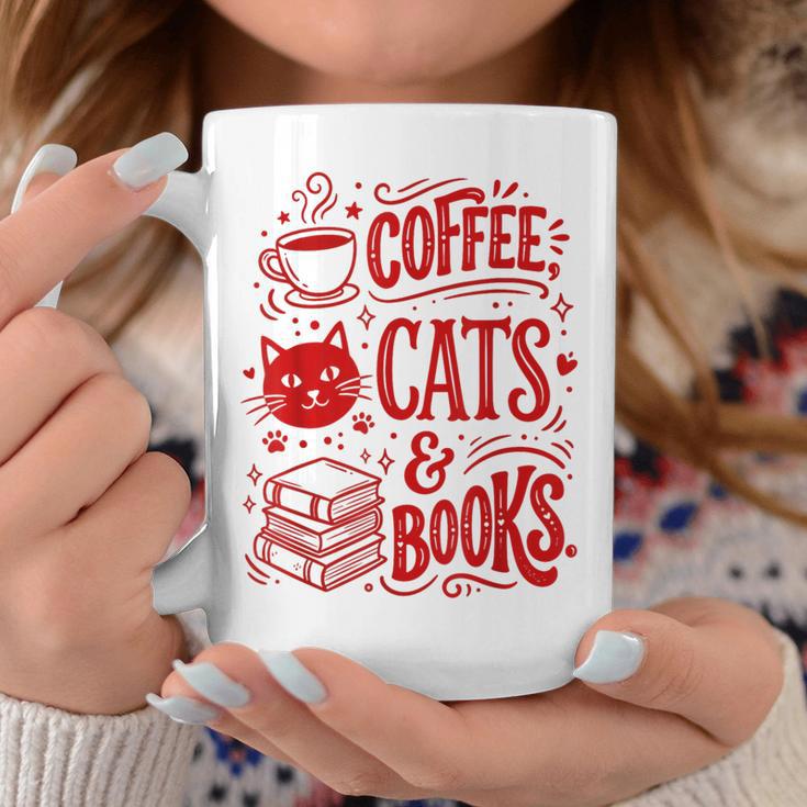 Coffee Cats And Books Lover Reading Graphic Print Coffee Mug Unique Gifts