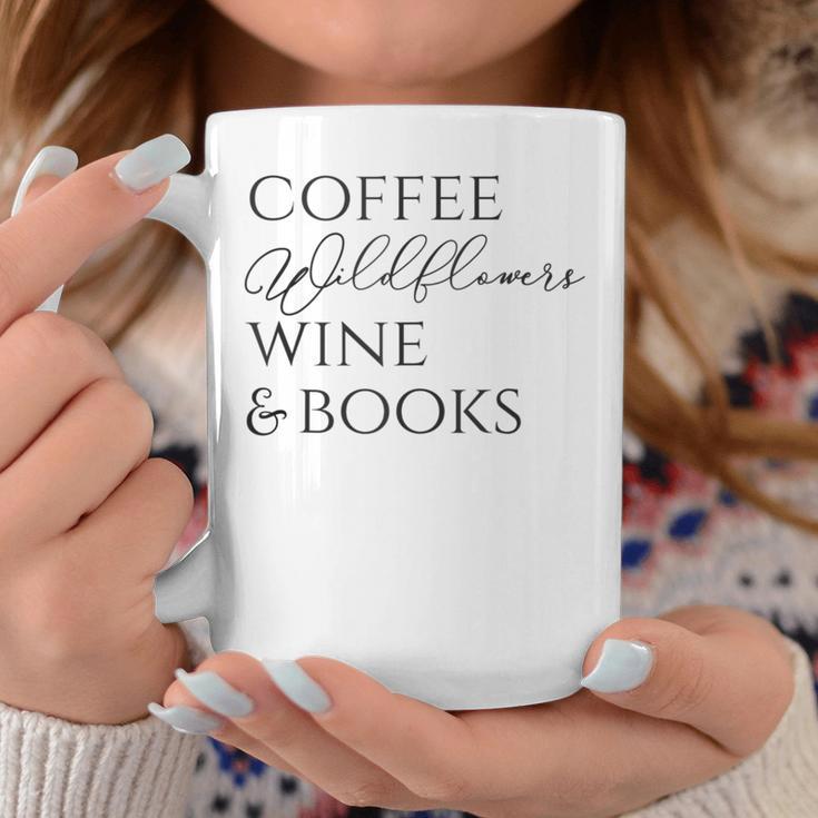 Coffee Wildflowers Wine & Books Graphic Print Coffee Mug Unique Gifts