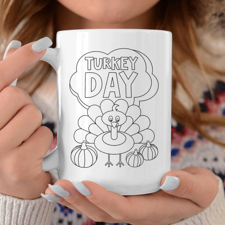 Coloring Book Style Blank Happy Thanksgiving Turkey Day Graphic Print Coffee Mug Unique Gifts