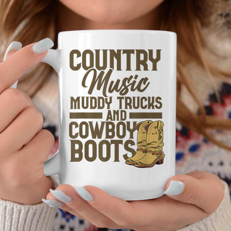 Country Music マディトラックとカウボーイブーツ ウェスタンusa コーヒーマグ 面白い贈り物