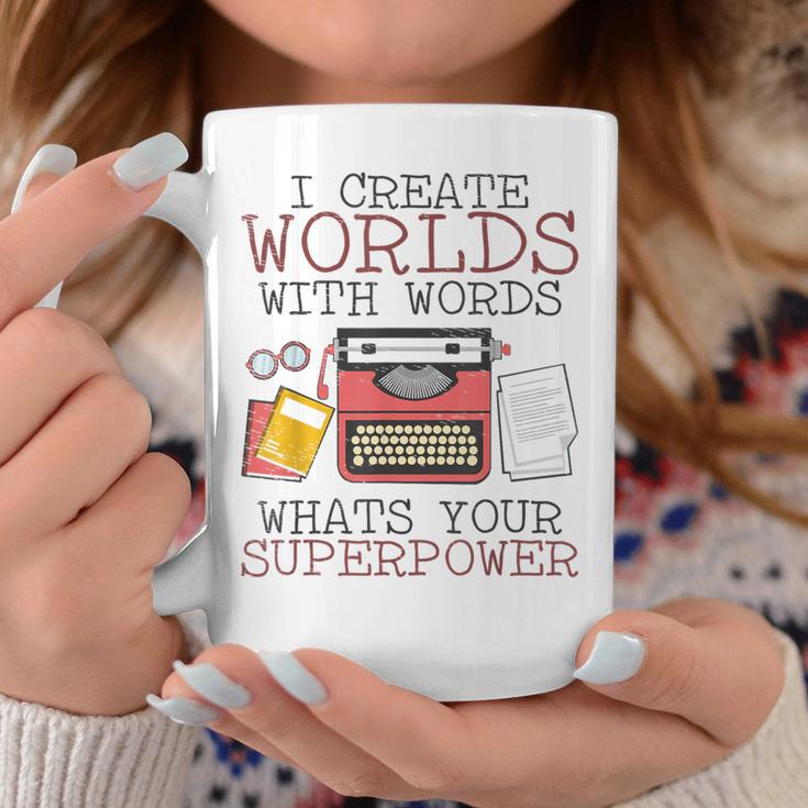 I Create Worlds Of Words Writer Novel Author Book Writing Graphic Print Coffee Mug Unique Gifts