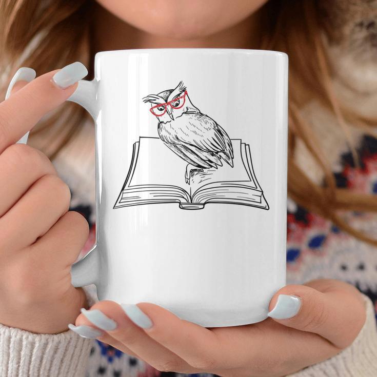Cute Forest Animal Owl Reading Books Literature Graphic Print Coffee Mug Unique Gifts