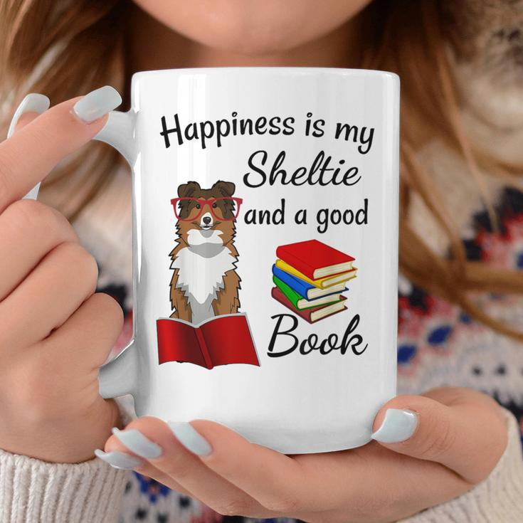 Cute Happiness Is Sheltie And Books Sheltie Mom Graphic Print Coffee Mug Unique Gifts