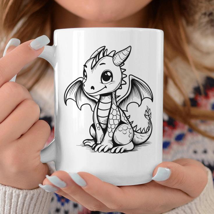Cute Kawaii Dragon Coloring Book Art Color In Graphic Print Coffee Mug Unique Gifts Cute Kawaii Dragon Coloring Book Art Color In Graphic Print Coffee Mug Unique Gifts