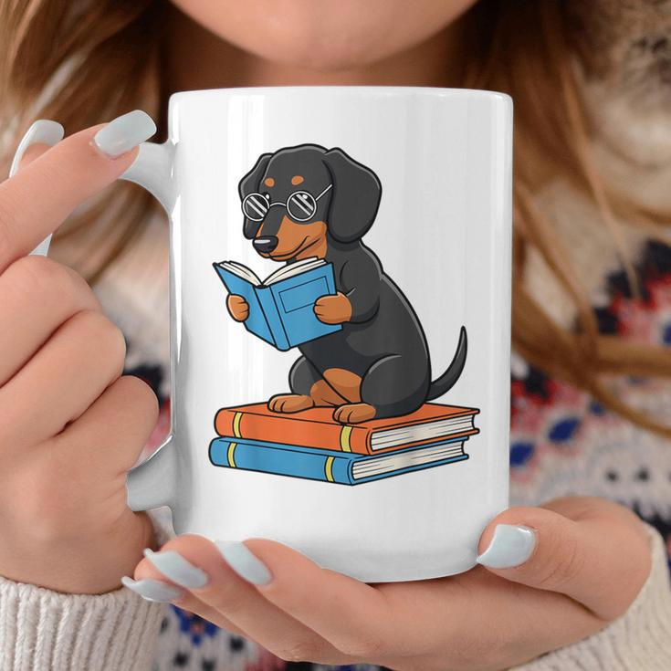 Dachshund Dog With Glasses Reading Book Librarian Graphic Print Coffee Mug Unique Gifts Dachshund Dog With Glasses Reading Book Librarian Graphic Print Coffee Mug Unique Gifts