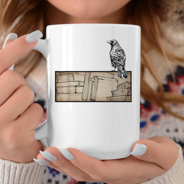 Dark Academia Aesthetic Raven Crow Soft Grunge Books Graphic Print Coffee Mug Unique Gifts
