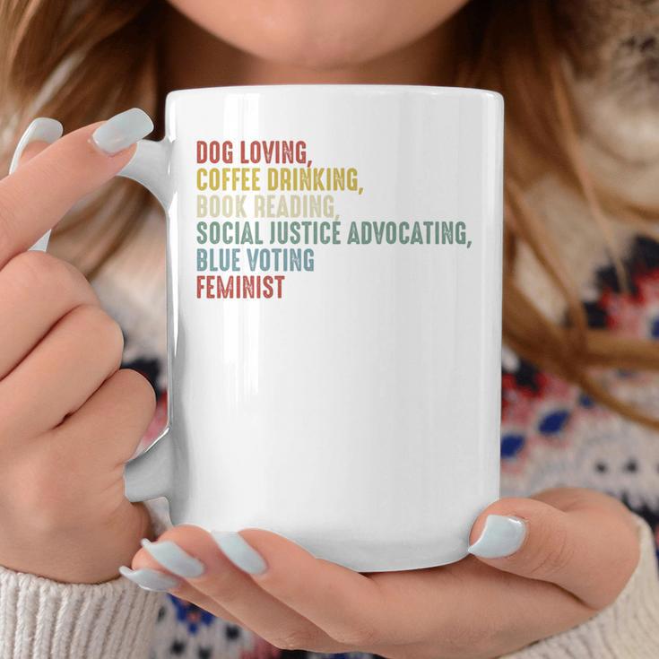 Dog Loving Coffee Drinking Book Reading Social Justice Premium Tri-Blend Graphic Print Coffee Mug Unique Gifts