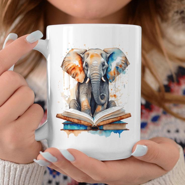 Elephant Reading Book Animal Art Print Graphic Graphic Print Coffee Mug Unique Gifts