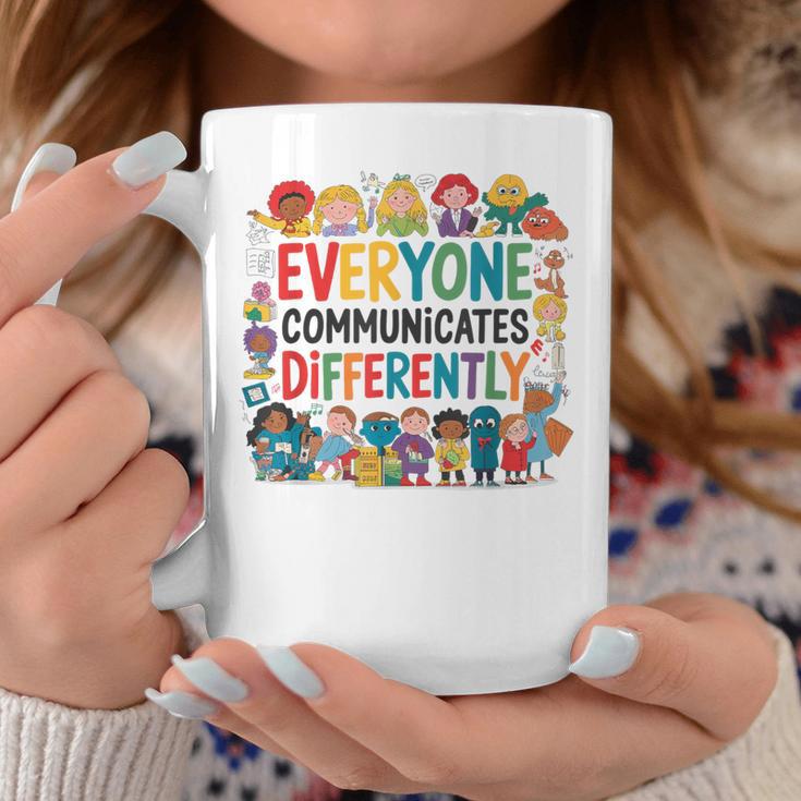 Everyone Communicates Differently Book Kids Teacher Graphic Print Coffee Mug Unique Gifts