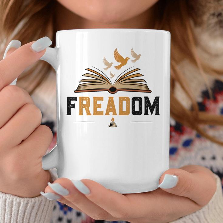 Freadom Anti Banned Books Lovers Reading Librarian Bookworm Graphic Print Coffee Mug Unique Gifts